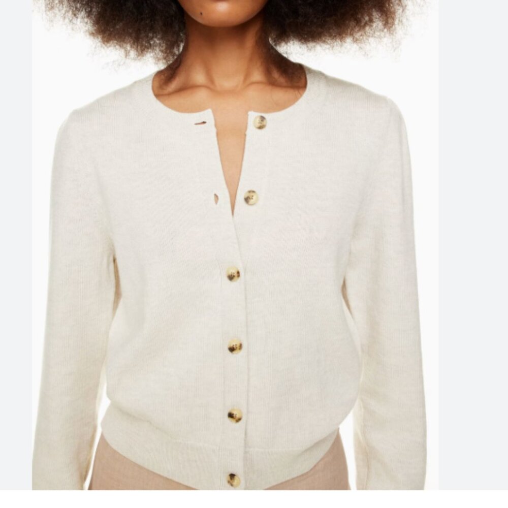 Wilfred Moonrise Cardigan Merino wool puff-sleeve cardigan sweater xxs cropped